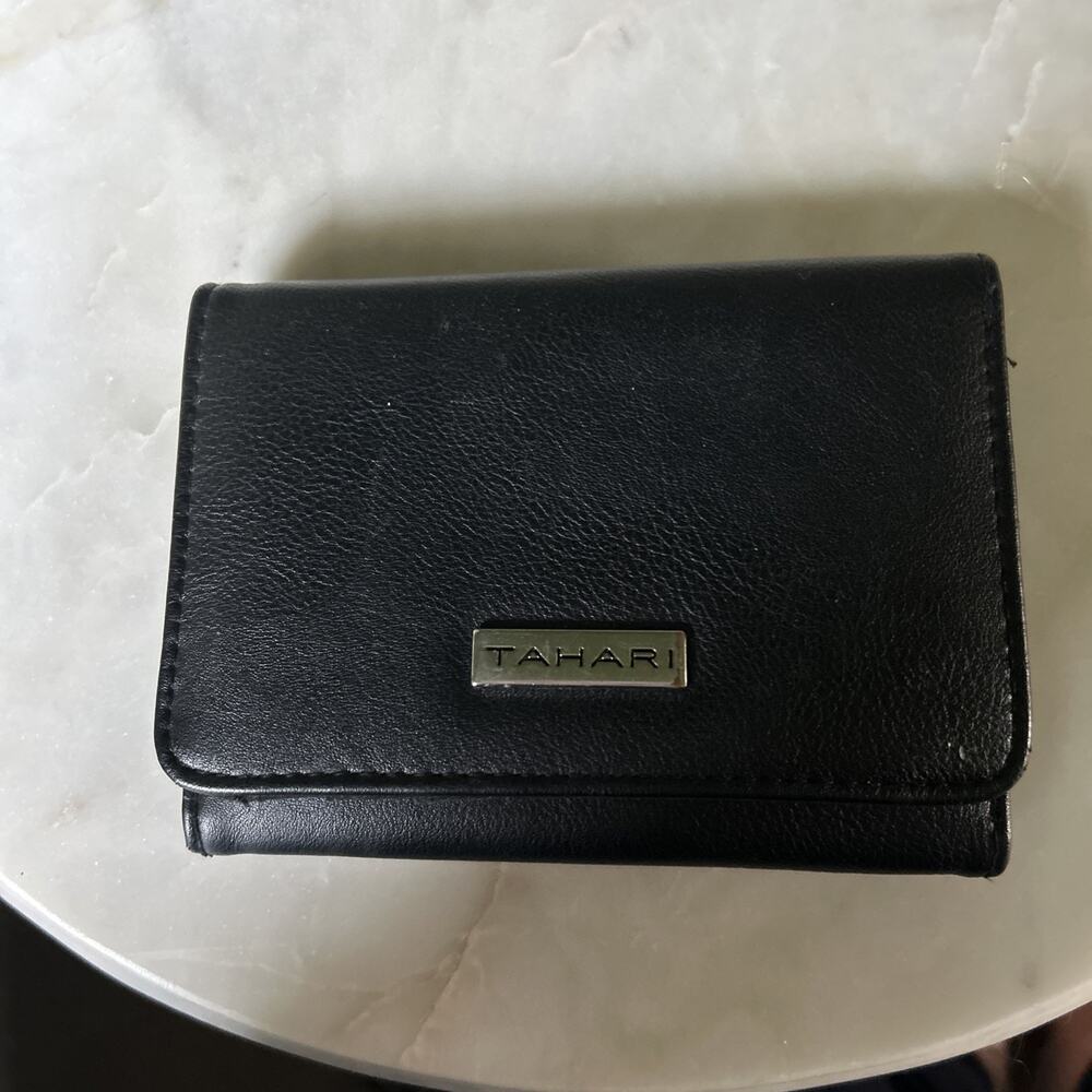 Tahari Black Leather Wallet Trifold